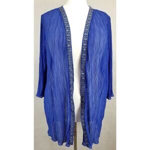 CATHERINES 3/4 SLEEVE EMBROIDERED SHEER OPEN FRONT CARDIGAN Size 3X (26/28W)